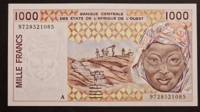 1000 Franci 1994 Africa de Vest UNC foto