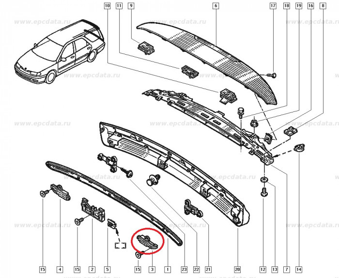 Suport ornament spate Renault Laguna Combi, partea stanga, original 7700845676 Kft Auto