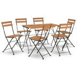 Set de bistro pliabil, 7 piese, lemn masiv de acacia si otel