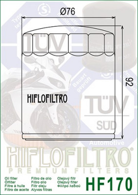 Filtru Ulei HF170B Negru Hiflofiltro Harley 63796-77 , 63805-80A , 63805-80T , 6 Cod Produs: MX_NEW HF170BPE foto