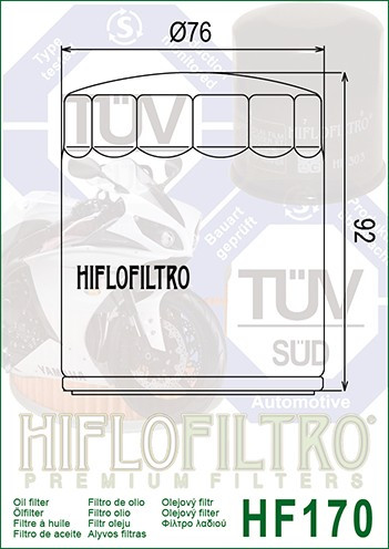 Filtru Ulei HF170B Negru Hiflofiltro Harley 63796-77 , 63805-80A , 63805-80T , 6 Cod Produs: MX_NEW HF170BPE