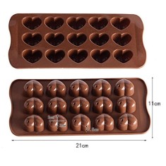 Forma din Silicon, Model Inimioare pentru Ciocolata de Casa, Bomboane, Jeleuri sau Cuburi de Gheata 21 cm 11 cm 1.5 cm Maro 1