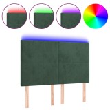 Cumpara ieftin Tablie de pat cu LED, verde inchis, 144x5x118/128 cm, catifea