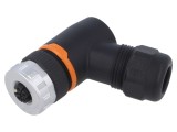 Conector LAPP M12 4 pini mamă unghi 90&deg; IP67 pe cablu 630V