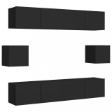 Cumpara ieftin Set dulapuri TV, 6 piese, negru, lemn prelucrat