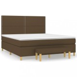Cumpara ieftin Pat continental cu saltea maro inchis 180x200cm material textil