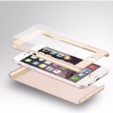 Husa iPhone 8 Plus Auriu + Folie Sticla Cadou, Protectie Soc, Anti-zgarieturi, Carcasa Plastic Apple