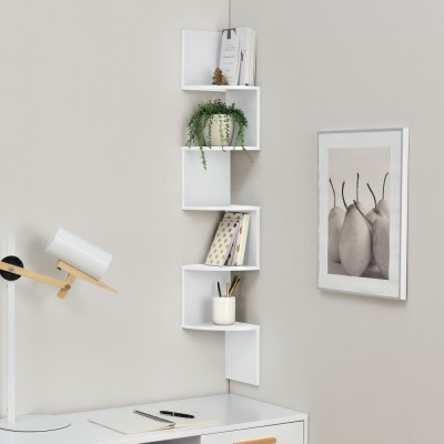 [en.casa]&amp;reg; Raft Design Retro Style, 1 raft perete Modell 22, en.casa, MDF, alb mat lacuit HausGarden Leisure foto