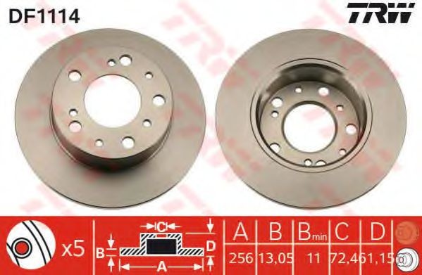 Disc frana FIAT DUCATO caroserie (280) (1982 - 1990) TRW DF1114