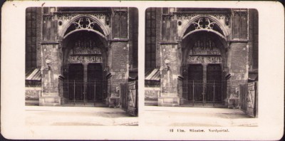 ST33N Ulm, M&amp;uuml;nster, Nordportal, stereoscopic photo foto
