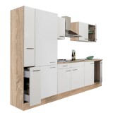 Mobilier Bucatarie Leziter Yorki 300, Stejar Sonoma, Cu Rafturi, Fara Blat, 300 cm Latime
