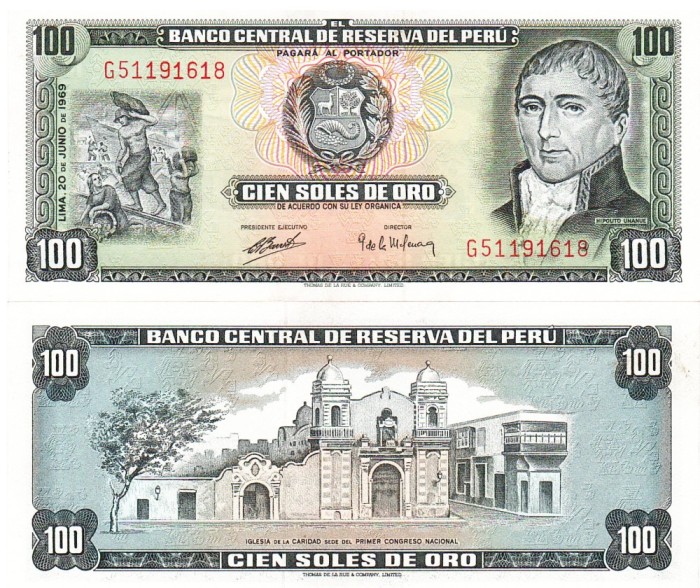 Peru 100 Soles de Oro 1969 P-102 UNC
