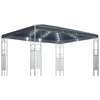 Pavilion cu șir de lumini LED, antracit, 400x300 cm foto