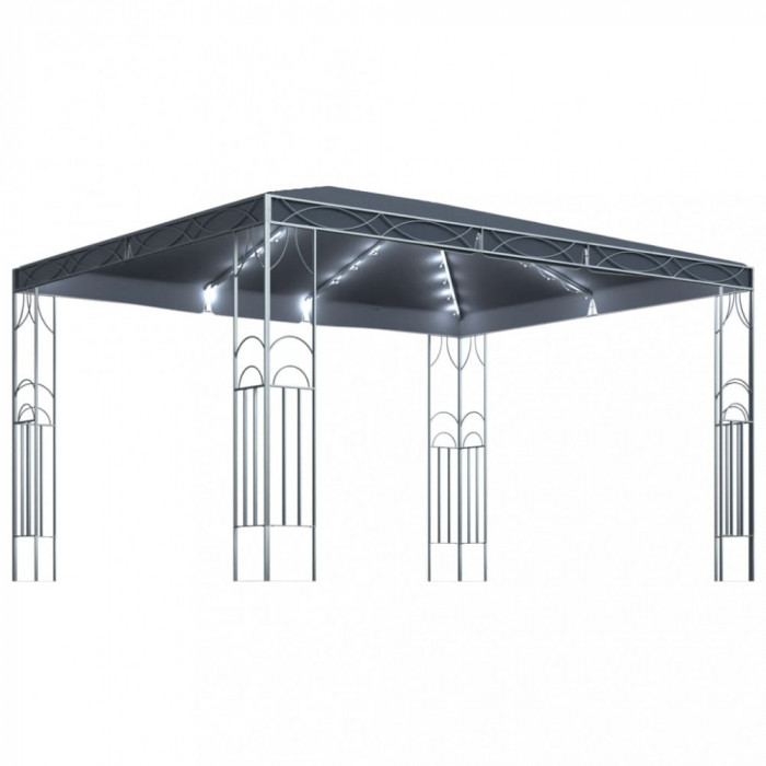 Pavilion cu șir de lumini LED, antracit, 400x300 cm