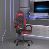 Scaun de gaming pivotant, negru și roșu vin, piele ecologică