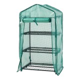 Sera gradina Chaam 125x69x49cm verde cu 3 rafturi [en.casa] HausGarden Leisure