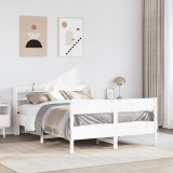 VidaXL Cadru de pat fără saltea, alb, 140x200 cm, lemn masiv pin