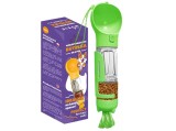 Dispenser portabil de mancare si apa pentru c&acirc;ini si pisici Nuxie, 5 &icirc;n 1, 300 ml, saci igienici, spatula, verde