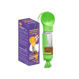 Dispenser portabil de mancare si apa pentru c&acirc;ini si pisici Nuxie, 5 &icirc;n 1, 300 ml, saci igienici, spatula, verde