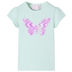 Tricou de copii m&acirc;neci tip șapcă, verde mentă, 116