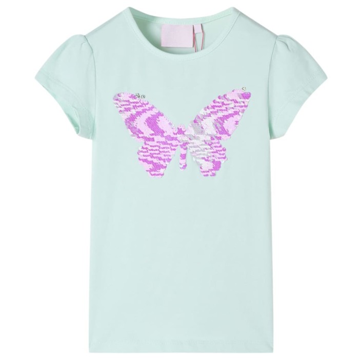 Tricou de copii m&acirc;neci tip șapcă, verde mentă, 128