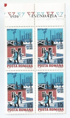 Romania, LP 743/1970, Inundatia I, bloc 4, eroare, MNH foto