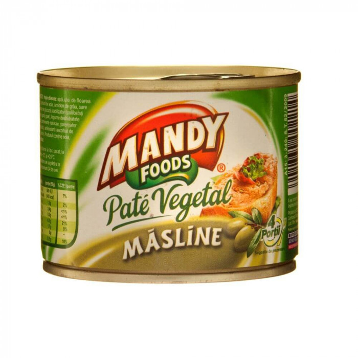 Pasta Vegetala cu Masline Mandy, 200 g, Pasta Tartinabila Vegetala cu Masline Mandy, Pasta Tartinabila cu Masline Mandy, Pasta Vegetariana cu Masline