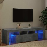 vidaXL Comodă TV cu lumini LED, gri beton, 140x35x40 cm