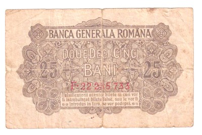 ROMANIA 25 BANI BGR 1917 STARE BUNA foto