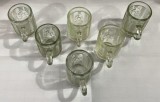 set complet sase 6 cani mini carafe sticla vechi vintage