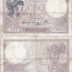 1939 (13 VII), 5 francs (P-83a.1) - Franța