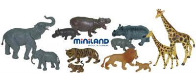 Animale salbatice cu puii set de 12 figurine - Miniland foto