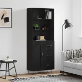 VidaXL Dulap &icirc;nalt, negru, 69,5x34x180 cm, lemn compozit