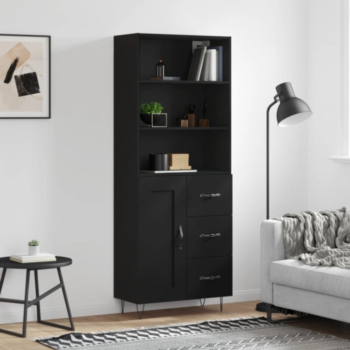 vidaXL Dulap &icirc;nalt, negru, 69,5x34x180 cm, lemn compozit