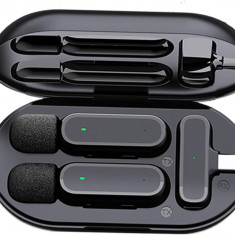 Set Microfon Lavaliera profesionala Wireless ICIDRA tip K63,cu 2 receptori, portabil,pentru smartphone, tableta,compatibil cu sistemul Android ,incarc