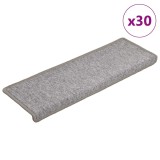 vidaXL Covorașe pentru scări, 30 buc., 65x21x4 cm, gri deschis, cu margini dreptunghiulare