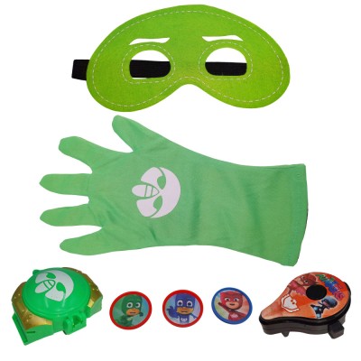 Set manusa si accesorii Eroi in Pijamale IdeallStore&amp;reg;, Sopi Neinfricatul, marime universala, verde foto