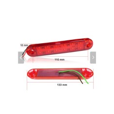 Lampa laterala cu 12 smd pentru gabarit, rosu, 12v-24v,