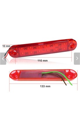 Lampa laterala cu 12 smd pentru gabarit, rosu, 12v-24v, foto