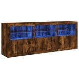 Dulap cu lumini LED, stejar fumuriu, 181,5x37x67 cm