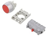 Comutator Apasare SPAMEL SP22-KC-01, 22mm, 1NC, Rosu, IP65, Buton Plata