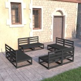 Gossi set mobilier de gradina, 8 piese, negru, lemn masiv de pin