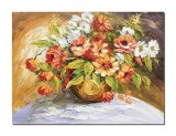 Cumpara ieftin Tablou 3D stilizat cu flori pictat manual living, Aranajament floral regal, 80x60cm ulei pe panza, Valentin Pop