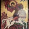 SFANTUL MARE MUCENIC GHEORGHE UCIGAND balaurul/ ICOANA VECHE PE LEMN SEMNATA SI DATATA: M. HUMA 1995 / 270 X 200 X 20 mm. POZE