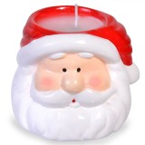 Lum&acirc;nare Decorativă Crăciun, Parafină, Ceramică, Moș Crăciun, 6x6x6 cm, Alb/Roșu, Oem