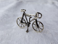 BICICLETA argint in miniatura DE COLECTIE manopera EXCEPTIONALA patina MINUNATA foto