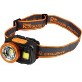 Lanterna cap cu acumulator, LED CREE XPG 5 W + LED COB 3 W, 400 lm + 120 lm, ZOOM, Richmann Exclusive
