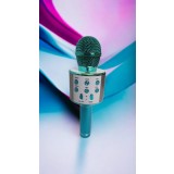 Microfon karaoke albastru cu bluetooth și boxă