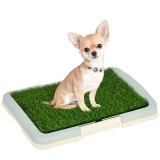 PawHut Toaletă pentru c&acirc;ini litieră cu covor de gazon artificial tavă și grilaj 46,5 x 34 cm | Aosom Romania
