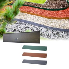 Rasenkanten Metall H&ouml;he 13.5-18.5 cm L&auml;nge 120 cm | Beeteinfassung | Beetumrandung | Beetbegrenzungen, Farbe: Grau; Gr&ouml;&szlig;e: 1 St&uuml;ck 18.5cm